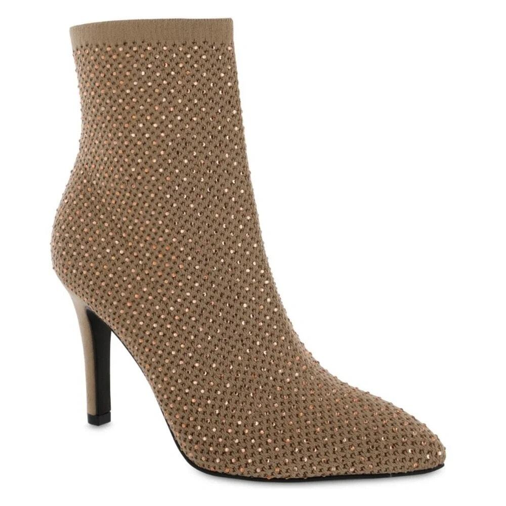 MIA NEW $79 Mercy Ankle Boot Knit & Rhinestones 3.75 inch Heel Size 6.5 NO BOX